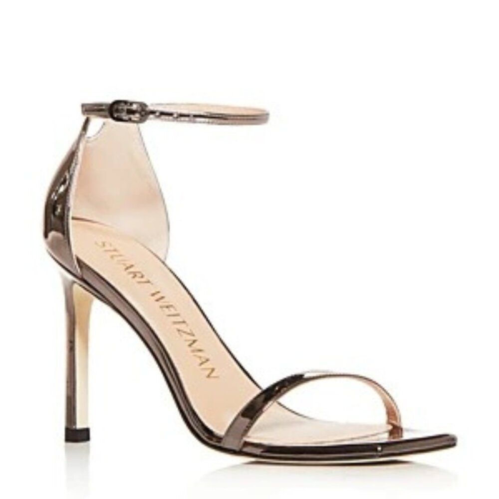 S Weitzman Gunmetal Strappy Heels